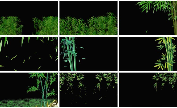 竹叶飘落竹子竹林绿色叶子落叶树叶散落MOV透明通道pr_ae视频素材