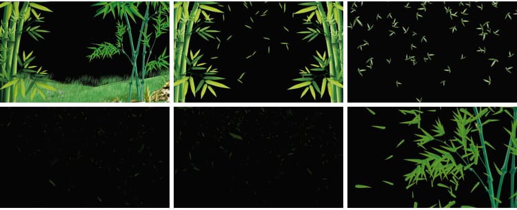 竹叶飘落竹子竹林绿色叶子落叶树叶散落MOV透明通道pr_ae视频素材