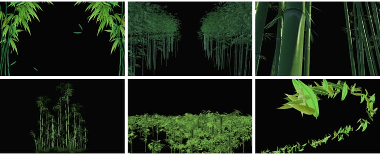 竹叶飘落竹子竹林绿色叶子落叶树叶散落MOV透明通道pr_ae视频素材