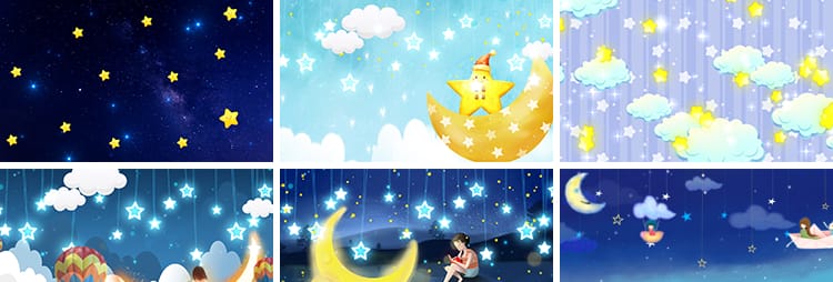 可爱卡通唯美星星月亮船儿童节目表演出舞台LED背景动态视频素材