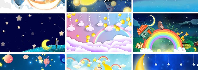 可爱卡通唯美星星月亮船儿童节目表演出舞台LED背景动态视频素材