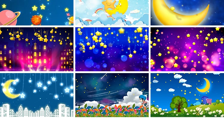 可爱卡通唯美星星月亮船儿童节目表演出舞台LED背景动态视频素材