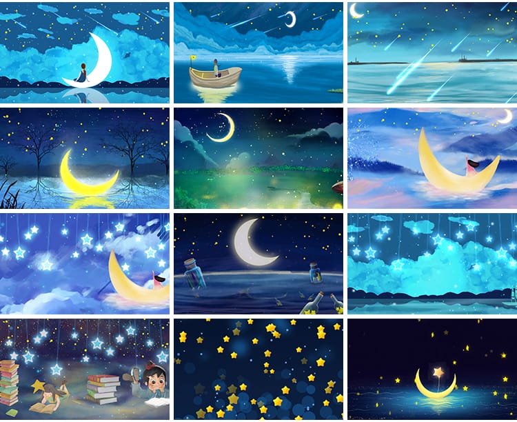 可爱卡通唯美星星月亮船儿童节目表演出舞台LED背景动态视频素材