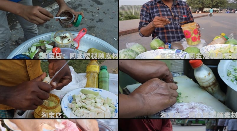 孟加拉街头小吃美食国外横屏高清解压小说推文素材无水印视频引流