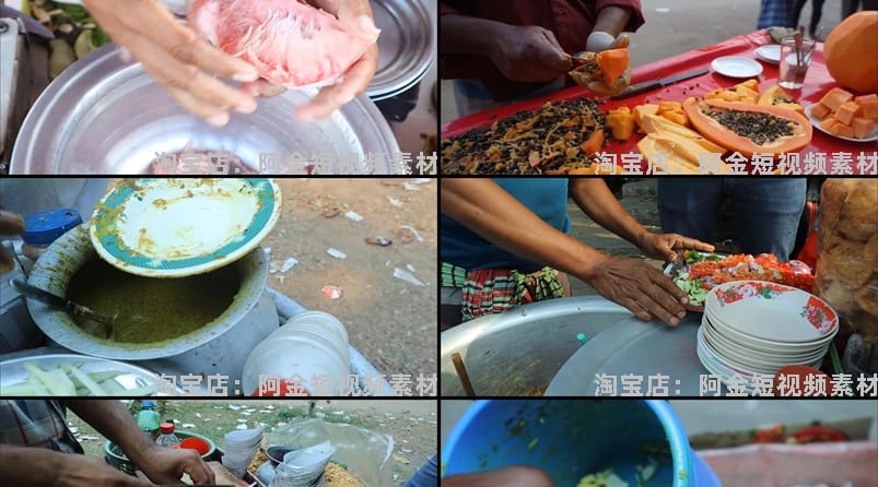 孟加拉街头小吃美食国外横屏高清解压小说推文素材无水印视频引流
