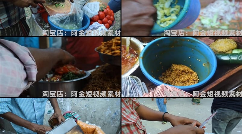 孟加拉街头小吃美食国外横屏高清解压小说推文素材无水印视频引流