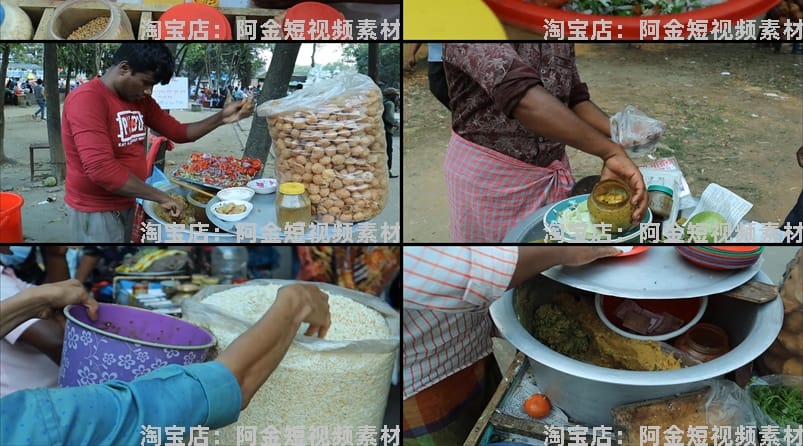 孟加拉街头小吃美食国外横屏高清解压小说推文素材无水印视频引流