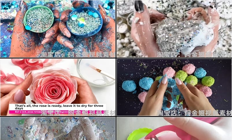 国外刮香皂捏花切肥皂高清横屏手工推文素材无水印解压视频引流