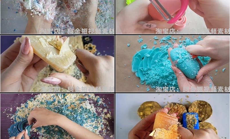 国外刮香皂捏花切肥皂高清横屏手工推文素材无水印解压视频引流