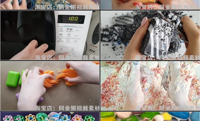 国外刮香皂捏花切肥皂高清横屏手工推文素材无水印解压视频引流