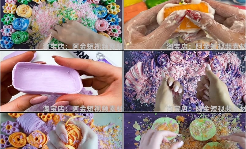 国外刮香皂捏花切肥皂高清横屏手工推文素材无水印解压视频引流