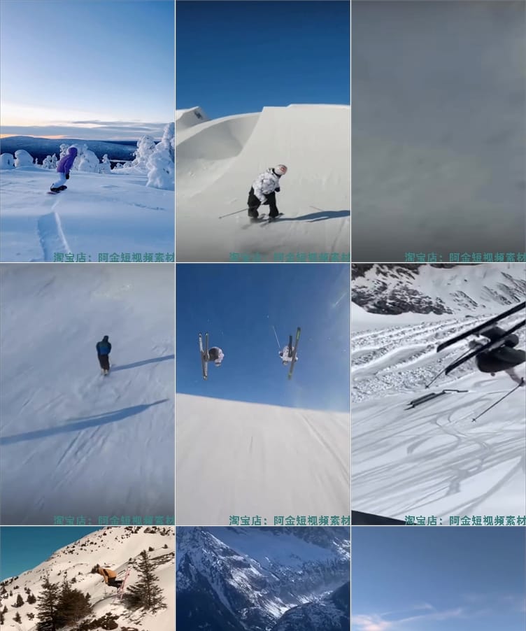 雪场雪山专业滑雪国外冬季户外极限运动自媒体竖屏高清短视频素材
