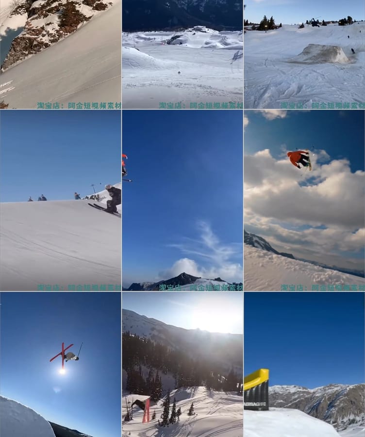 雪场雪山专业滑雪国外冬季户外极限运动自媒体竖屏高清短视频素材