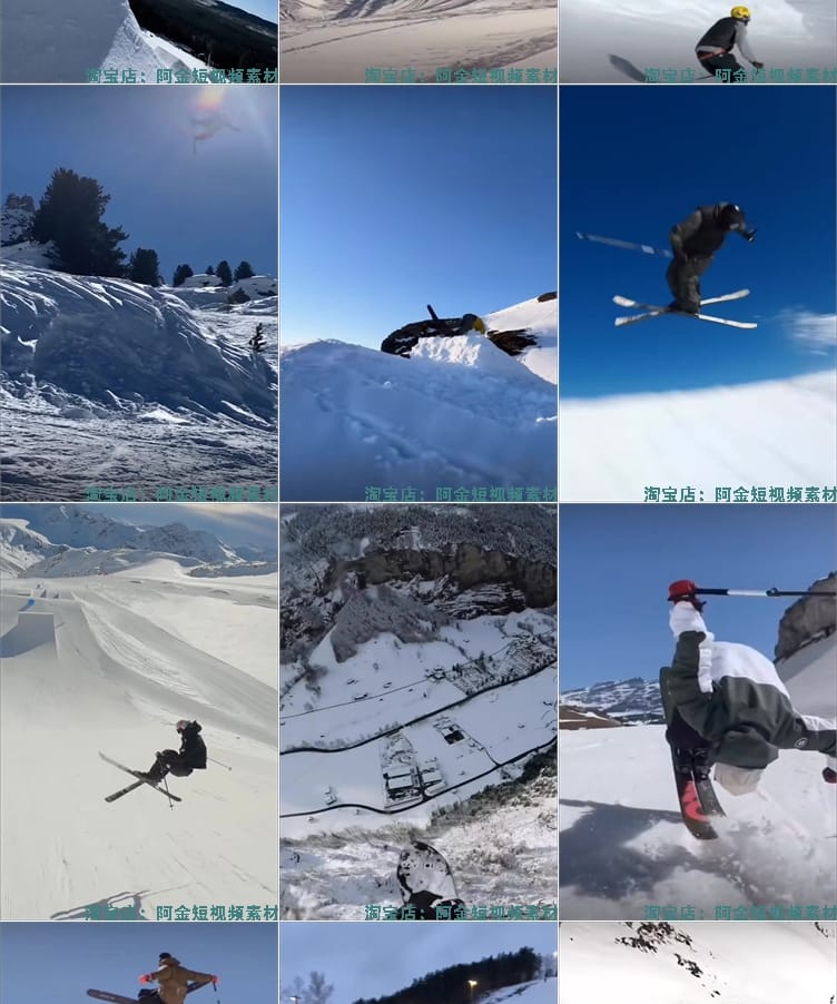 雪场雪山专业滑雪国外冬季户外极限运动自媒体竖屏高清短视频素材