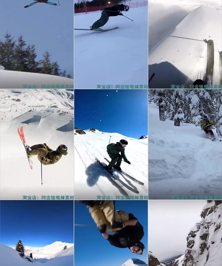 雪场雪山专业滑雪国外冬季户外极限运动自媒体竖屏高清短视频素材