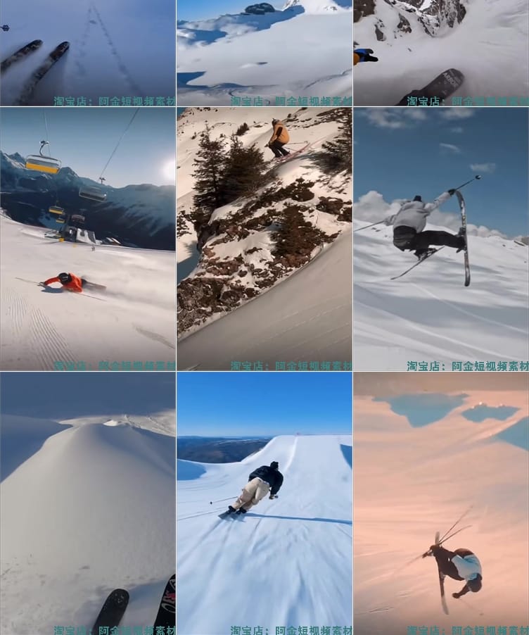 雪场雪山专业滑雪国外冬季户外极限运动自媒体竖屏高清短视频素材