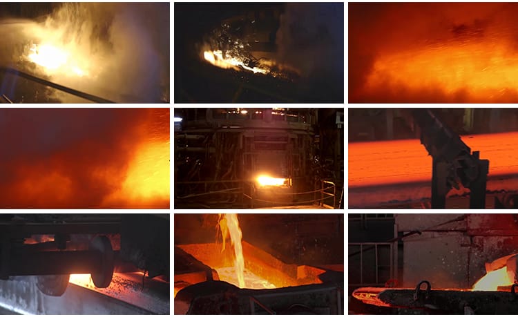 冶炼钢铁厂钢材生产制造融化熔炉铁水锻造铁匠重工业建材视频素材