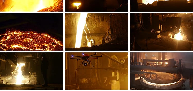 冶炼钢铁厂钢材生产制造融化熔炉铁水锻造铁匠重工业建材视频素材