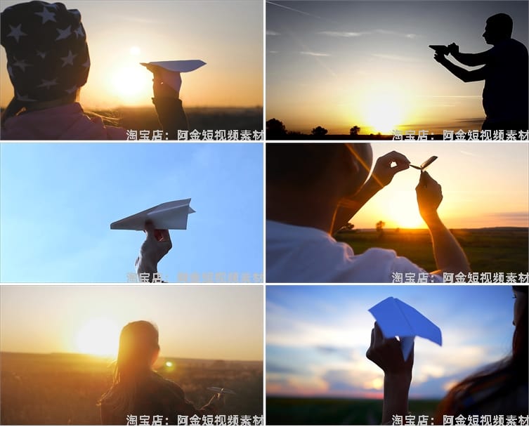 纸飞机放飞梦想起航希望未来夕阳飞越正能量实拍短视频素材剪辑