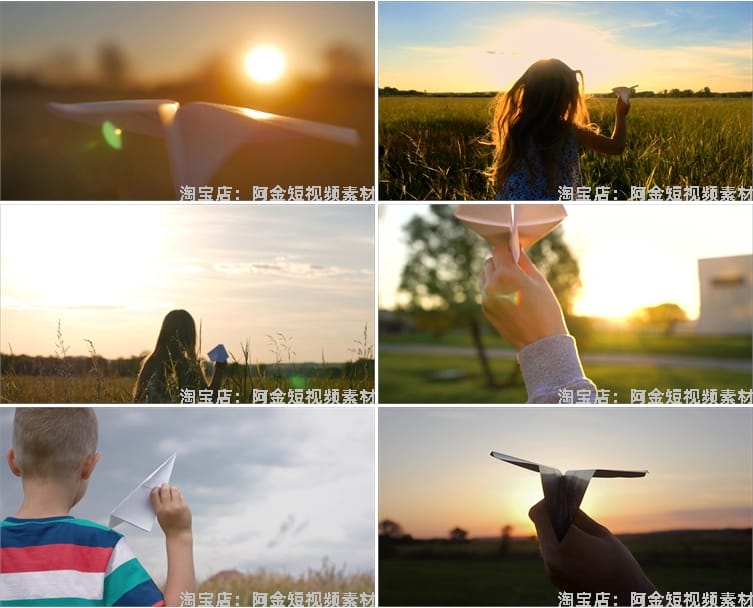 纸飞机放飞梦想起航希望未来夕阳飞越正能量实拍短视频素材剪辑