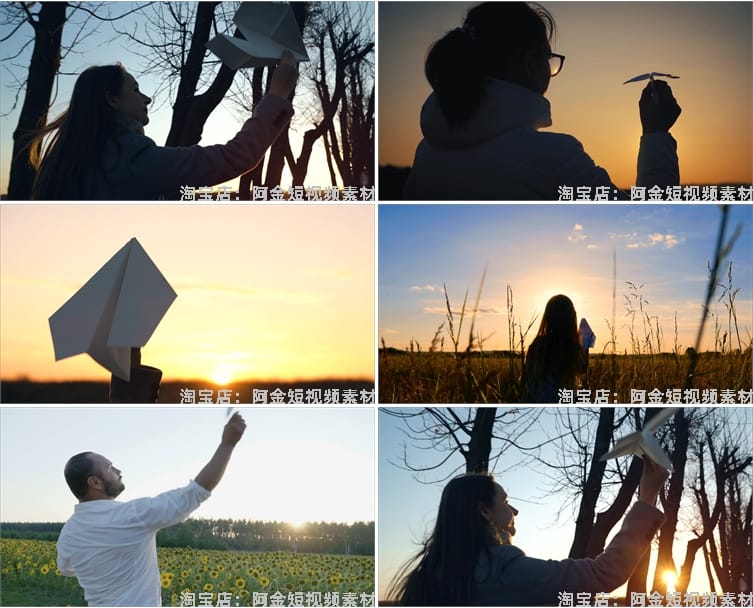 纸飞机放飞梦想起航希望未来夕阳飞越正能量实拍短视频素材剪辑