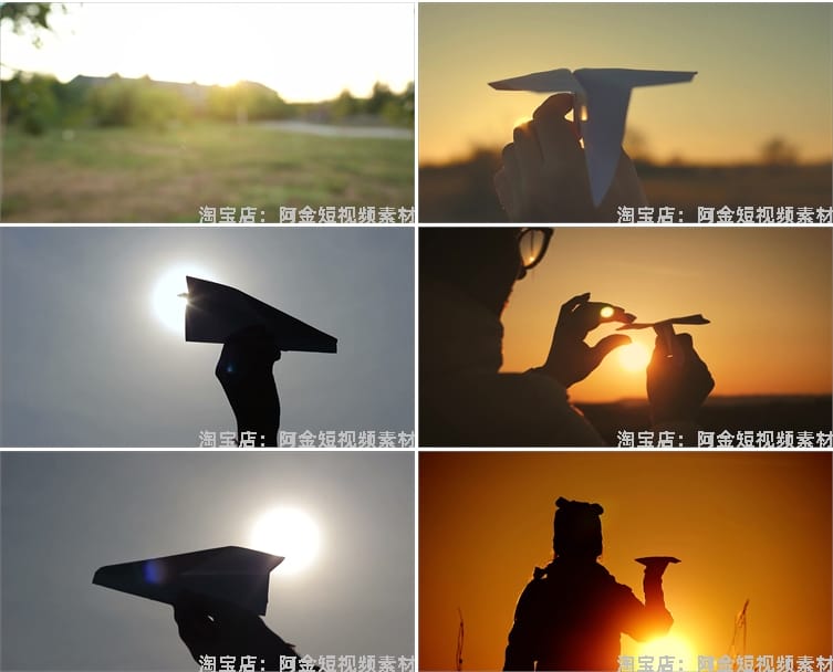 纸飞机放飞梦想起航希望未来夕阳飞越正能量实拍短视频素材剪辑