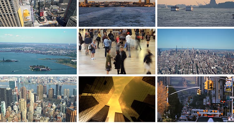 美国纽约城市风光夜景航拍全景曼哈顿街景延时高清实拍短视频素材