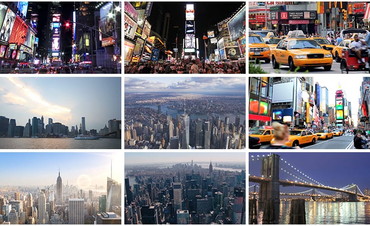 美国纽约城市风光夜景航拍全景曼哈顿街景延时高清实拍短视频素材