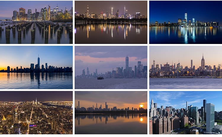 美国纽约城市风光夜景航拍全景曼哈顿街景延时高清实拍短视频素材