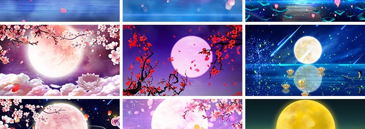 中秋节古典月亮月色月光圆月明月水墨中国风LED舞台背景视频素材
