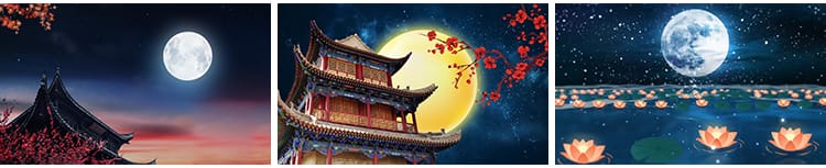 中秋节古典月亮月色月光圆月明月水墨中国风LED舞台背景视频素材