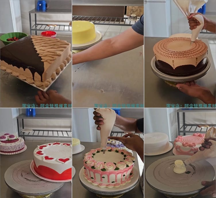 竖屏蛋糕裱花美食甜品手工高清国外短视频解压小说推文素材引流