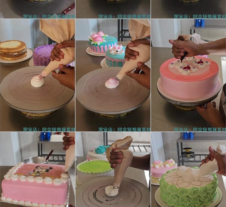 竖屏蛋糕裱花美食甜品手工高清国外短视频解压小说推文素材引流