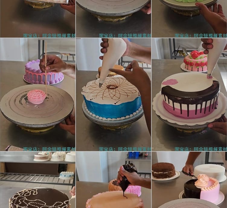 竖屏蛋糕裱花美食甜品手工高清国外短视频解压小说推文素材引流