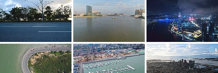 珠海航拍城市中心CBD建筑港珠澳门大桥大剧院夜景宣传片视频素材