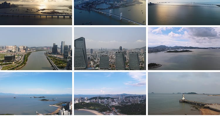 珠海航拍城市中心CBD建筑港珠澳门大桥大剧院夜景宣传片视频素材