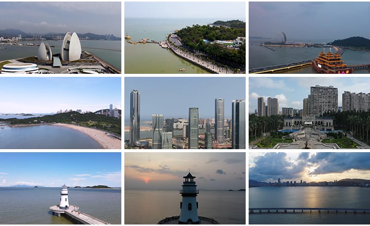 珠海航拍城市中心CBD建筑港珠澳门大桥大剧院夜景宣传片视频素材