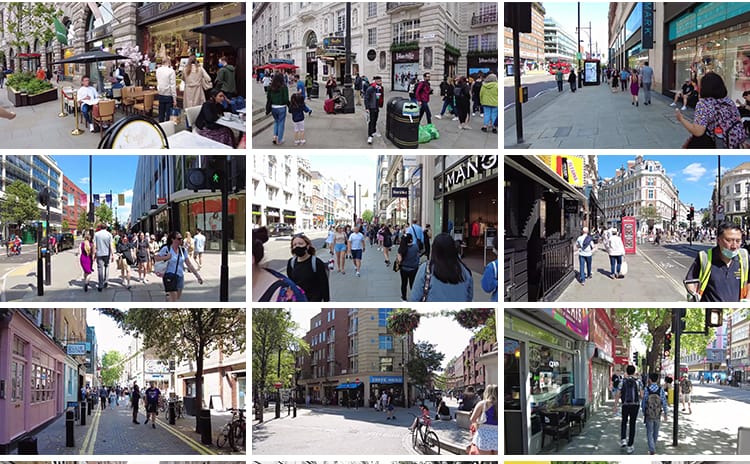 英国伦敦城市走拍视角白天人文人流车流街头街景漫步国外视频素材