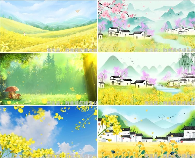 油菜花花海唯美大自然乡村风景素材高清旅游自然治愈系短视频背景