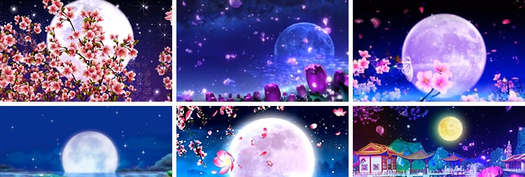 荷塘月色星空唯美古典中国风花好月圆月亮LED大屏幕背景视频素材