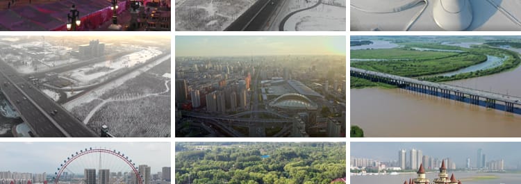 哈尔滨松花江公路大桥圣索菲亚大教堂大剧院城市建筑夜景视频素材