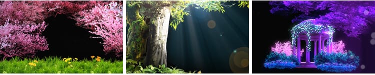 唯美婚礼婚庆开场全息梦幻影花瓣森林城堡LED大屏幕背景视频素材