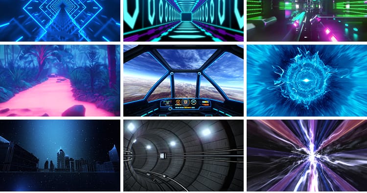 3D动感炫酷穿梭城市隧道过山车酒吧KTV大屏舞台走秀背景视频素材