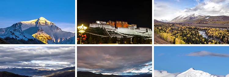 西藏人文青藏高原雪山天路布达拉宫自然风景航拍LED背景视频素材