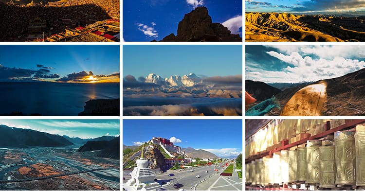 西藏人文青藏高原雪山天路布达拉宫自然风景航拍LED背景视频素材