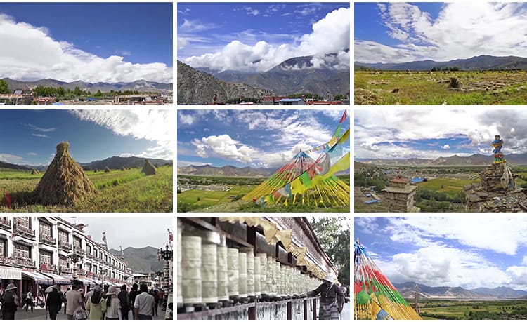 西藏人文青藏高原雪山天路布达拉宫自然风景航拍LED背景视频素材