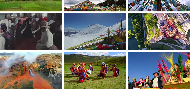 西藏人文青藏高原雪山天路布达拉宫自然风景航拍LED背景视频素材