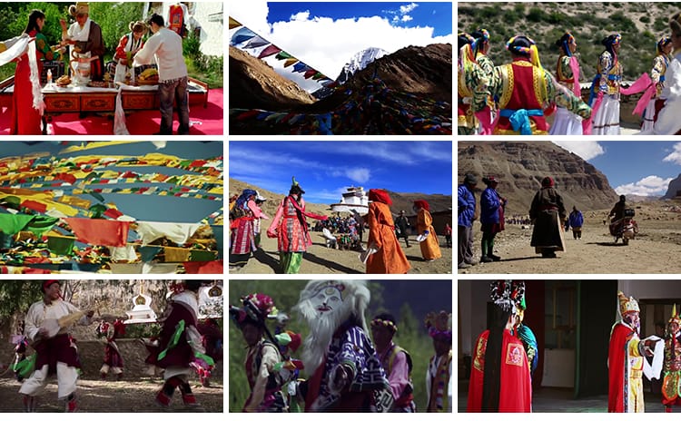 西藏人文青藏高原雪山天路布达拉宫自然风景航拍LED背景视频素材