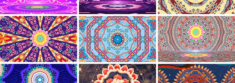 4K民族花纹新疆维族异域肚皮舞歌舞台戏剧LED大屏幕背景视频素材