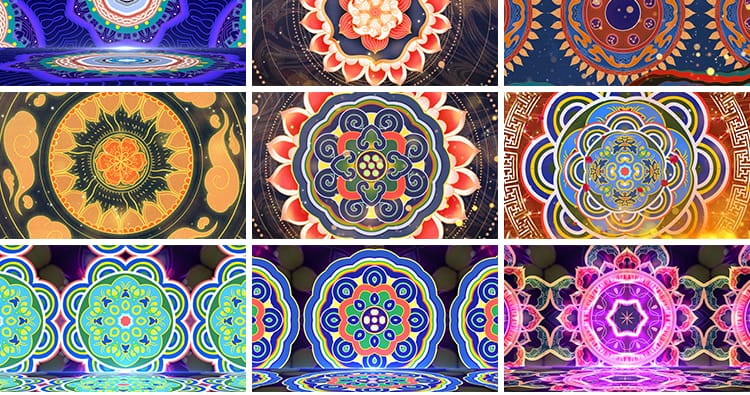 4K民族花纹新疆维族异域肚皮舞歌舞台戏剧LED大屏幕背景视频素材